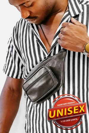 حقيبة حرة سوداء من الجلد الأصلي من MNZ - حقيبة الخصر و DDFBAG - Derideposu