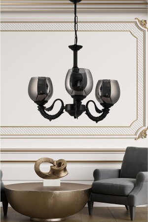 MNZ-ثلاثة أذرع ريغا زاماك شمعة مع الزجاج المدخن الأسود DDÜÇKRGZMKFC - DEDE