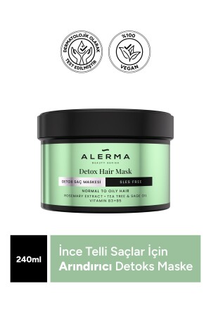 قناع الشعر خالية من الكبريت MNZ- Detox لالشعر الدقيق والزيت 240 مل - Alerma