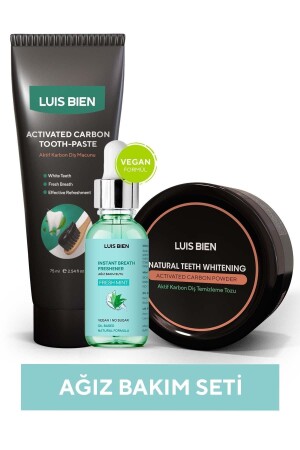 مجموعة العناية الفموية MNZ (حبوب الكربون النشط + معجون أسنان الكربون النشط + ماء العناية الفمية) - Luis Bien