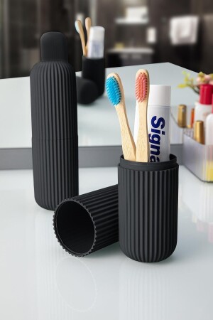 ملحقات النوع من السفر MNZ الحاوية النوعية الحمولة وتخزين الأسود - فرشاة الأسنان - صندوق النظارات - Mowo Home