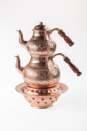 MNZ-القياس الكبير غازيانتيب النحاس علبة الشاي والشرفة الممتعة مع زهرة طواف القطع التفاصيل DMT-19145 - DMT COPPER HOME