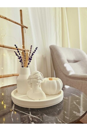 مجموعة شموع وموعة ذات لون أبيض من نوع MNZ - Dnz Dekor