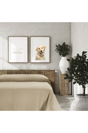 MNZ- Double Pike- غطاء السرير 220x240 سم بيج - Lucy And Home