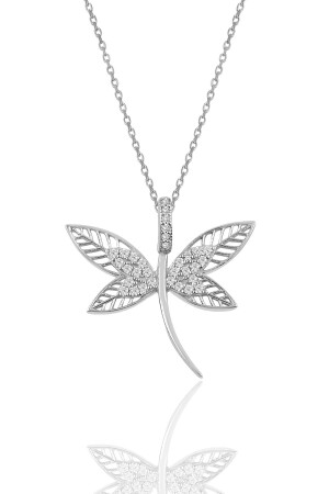 النموذج من النسخة الماسية الفضية من النسخة MNZ-النساء Dragonfly Necklace SGTL9895 - Söğütlü Silver