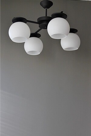 وضع الإضاءة MNZ غرفة المعيشة الحديثة الزجاج الأسود والأبيض Efes 4-Plus الشنابل SPOOP2133 - AVİZEVİ