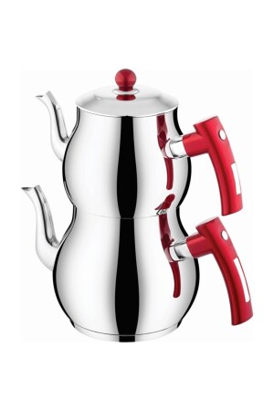 طوب الشاي من فولاذ MNZ مرجان نموذج طوب الشاي متوسط الحجم مجموعة حمراء EMRINTER44 - Genel Markalar