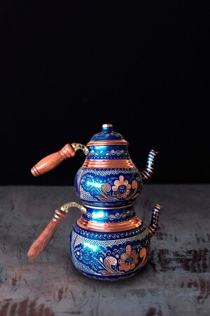 MNZ- التقليدية Erzincan طلاء النحاس الأزرق المصنوع من النحاس متوسط الحجم ERZCAY-1001 - Batur Ticaret