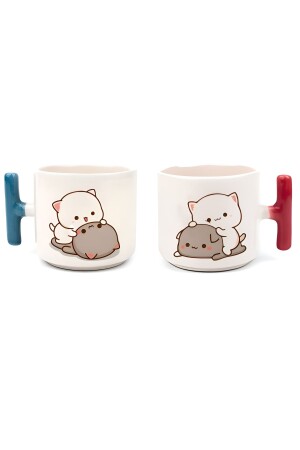 كوب قهوة تركية مزدوجة من MNZ و Espresso Mochicat عزيزي زوجين زرقاء و أحمر كوب كوب كوب كوب - GünayStore