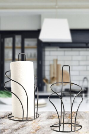 حاملة منشفة معدنية مزخرفة من MNZ - حاملة منشفة ورقية سوداء - Evisimo