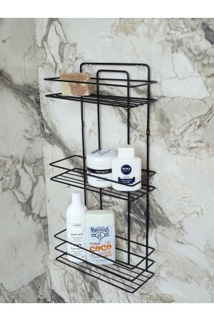 رف الحمام من MNZ ، حامل الشامبو بالأسلاك ثلاثة طبقات - EVNTS1003-02 الأسود - evina