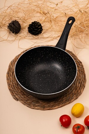 MNZ-بينغوان Ezme Granite Wok Pan 28 سم أسود W28s غرانيتزميووك28 - çarşıdayız