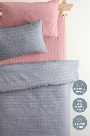 قماش واحد من القطن مع طراز MNZ مع غطاء ملموسة مع الأوراق - الرمادي - الزهرة الغبار F1627 - FAVORA