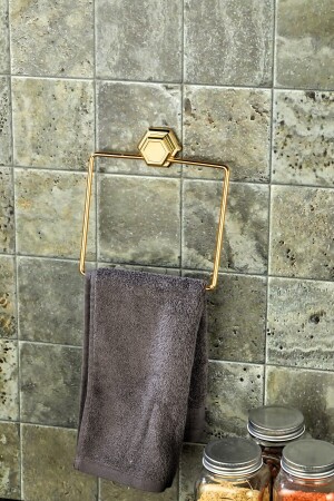 MNZ-الملصق مربع الذهبية منشفة رف حمام منظمة - Fbzhome