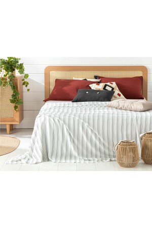 خطوط MNZ- Fine Line حديد مرقق الزنجبيل المزدوج 200x220 سم سم البحرية الأزرق 10034258 - English Home