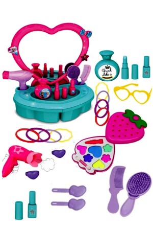 صالون جمال منحة من شركة MNZ مع مرآة حقيقية وملحقات + مجموعة لعبة صراصنة مزينة لعبة منزلية FİRUZEN SET - SAZE