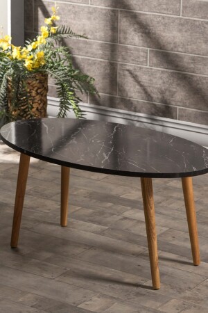 MNZ-مكتب القهوة الخشب المكسر الكتلة الأسود الرخام نمط FMA408 - Aldın Aldın