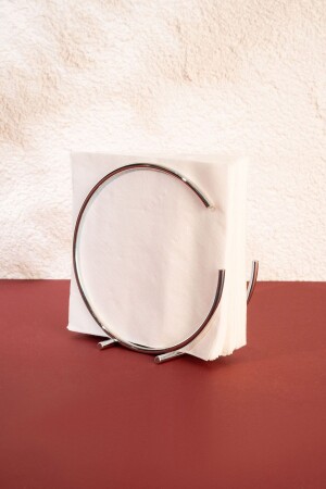 نموذج MNZ- Full Moon النموذج الفضة غير المقاومة المملئة بالزجاج الفاخرة حامل النابكين العرض أدوات تزيين المطبخ - Mba Decor Metal Bending Art