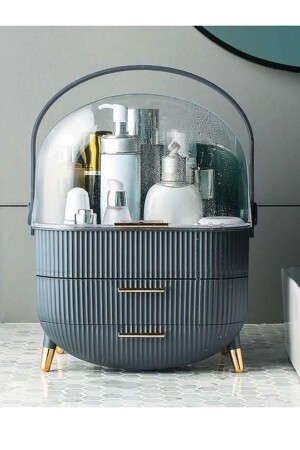 منظمة مكياج MNZ مع درج منظمة تجميل منظمة رمادي منظمة مع حقيبة - GİLLİ STORE