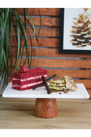 مقعد كعكة من الرخام الطبيعي MNZ، مقعد كعكة مع ساقي الخشب، عرض الرخام، لوحة الجبن الرخام gmbss88 - Gemboss