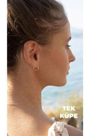 أذن من طراز MNZ Gold Hoop 1 سم - Tufanlar Kuyumculuk
