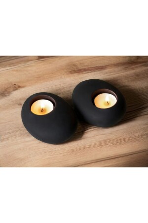 مظهر من الحجر مزدوج من MNZ حامل شمعة سوداء - Gorgon Art