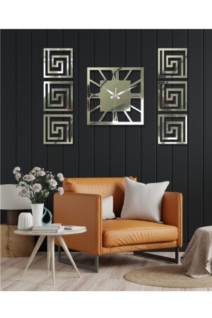 ساعة جدارية مزخرفة MNZ مع طاولة جانبية لتزيين المنزل GS POLAT ساعة جدار سوداء - Odun Marketi