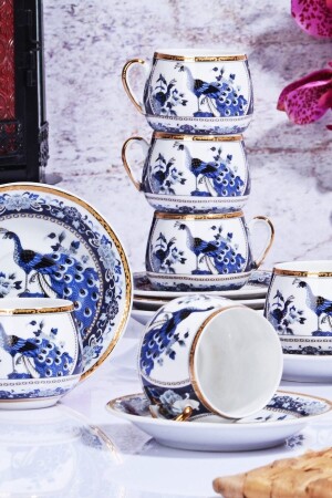 MNZ-كوسوفا زجاجية Gsa-54 البورتسلين مجموعة من 6 كوبات شوبي زرقاء - Kosava