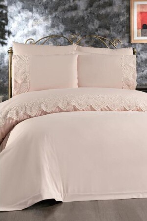 MNZ- الفرنسي الحنطة Hanzade داوري غطاء القماش مجموعة كابوتشينو CD447457 - Çeyiz Diyarı