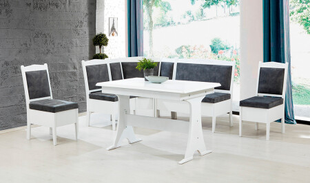 MNZ - Hicran مطبخ زاوية مجموعة أبيض - رمادي - Cadde Yıldız