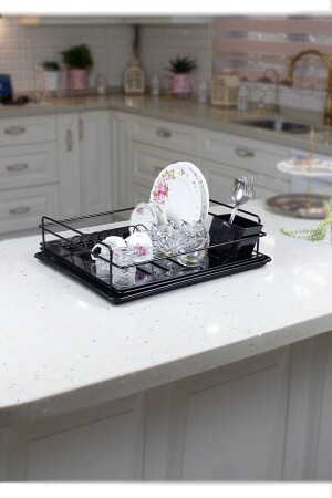 مرفق الأطباق العصري من نوع MNZ مع مسطح الكريستال الأسود - Himyhome