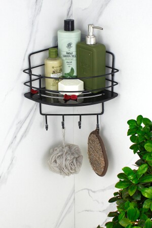حاملة شامبو بالأسلاك السوداء من نوع MNZ لا تتصدأ مع رف ملصق على رف الحمام - Himyhome