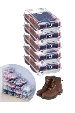 صندوق تخزين الأحذية الشفافة من MNZ - صندوق الأحذية المُعدّة بخمس قطع - Hitfoni