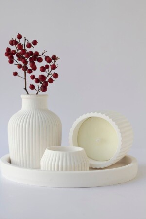 مجموعة ملحقات شمعة ومجرد تصميم خاص لون أبيض MNZ - Homeartplus