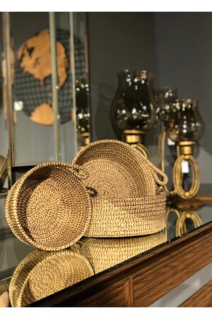 MNZ-, جوت، سلة ويكر، مجموعة ثلاثية، منظمة، منظمة، سلة المطبخ، سلة الخبز، HT-U1 - HomeTurko