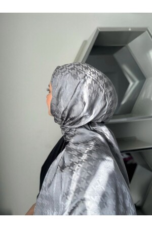نمط منازل (MNZ) - هوندستوت (Hundstooth) - القطن الرمادي (Jacquard Shawl) - Mis İpek