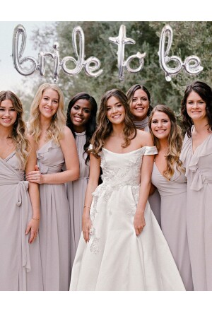 (MNZ-عروس لتكون مكتوبة بخط اليد الورقة الفضية لون الرمادي بالون البكالوريت الحفلة الكبيرة بالون HZRBRIDEFOLYOBALL - Huzur Party Store