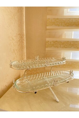 MNZ-طبقة مزدوجة اللون الفضي عرض الفضة عرض كأس - İmren Collection