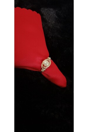 حلقة من الأسلاك الفضية من فترة من العصر من MNZ مع حجر اللؤلؤ - Agafya