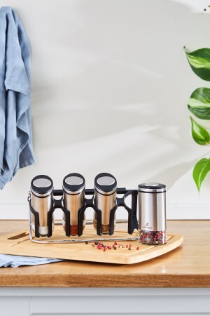 MNZ-والتر Inox Line 4 Piece Stand Spice Set 153. 03. 08. 5015 - Karaca