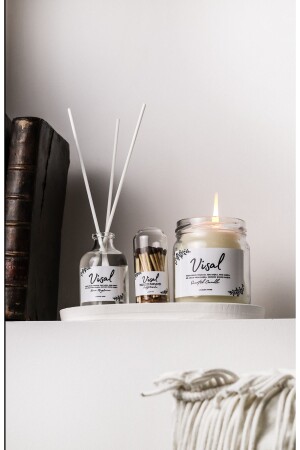 (MNZ) - بيضاء مع علامة التشويش (JAPANESE CHERY Scent + Scented CANDLE + GLACE DISH MATCH SET) - Lalezen Home