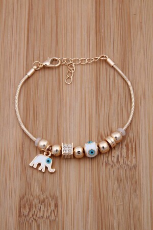 مقعد من الذهب من نوع MNZ مع لون العين الشريرة و حجر الزيركون و شخصية الفيل Jfblk0061 - Jenny Daphne