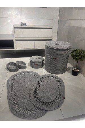 مجموعة حمام من نوع MNZ -Jute Wicker -سلة غسيل الملابس -سلة حمام -سلة تجميل -سلة قذرة -تزيين سلة حمام كامل - Monalika