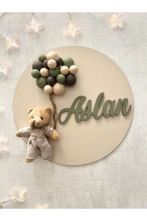 MNZ-نكتب الاسم الذي تريده - زينة الباب والجدار مع دب دبّة تدي - Bonika