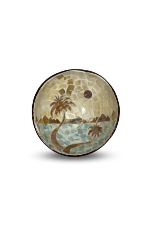 MNZ-أم اللؤلؤة مغلفة المناظر الطبيعية نمط كأس جوز الهند ومطابق كأس الكوكوكس - كأس جوز الهند - كأس العشاء - Coconut Products