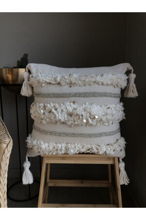 MNZ-المغرب وسادة ديكوراتية Kcsapk ملأ زرقاء الذهب سيكين ضربة بوهيمية تصميم رمي وسادة - Bohemart