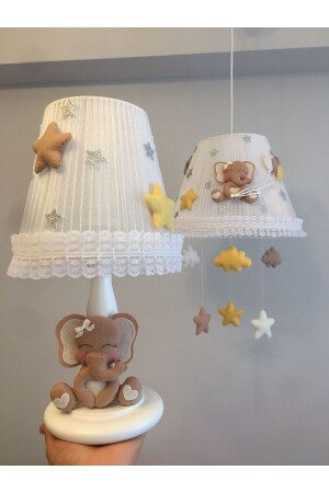 غرفة الأطفال من طراز MNZ شمعة شمعة الفيل كريم القهوة الكريمه الصفراء الكهرباء الفيل الكهرباء شمعة - Keçeli parti hayalleri