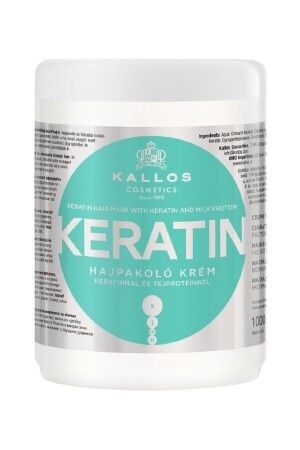 قناع الشعر MNZ- Keratin 1000ml مع كيراتين وبروتين الحليب الشعر المألوف المألوف المعدل الكيميائي - Kallos Cosmetics