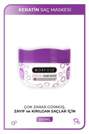 قناع الشعر من محتوى MNZ- Keratin 500ml للشعر الضرر والضعيف والحساس - Morfose