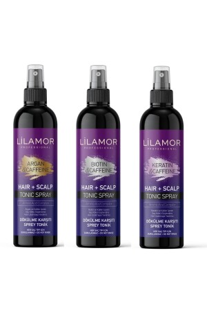 MNZ- Keratin+argan+biotin & caffeine مضاد للقليل من الشعر رشيد طون 250 مل X3 قطع - Lilamor